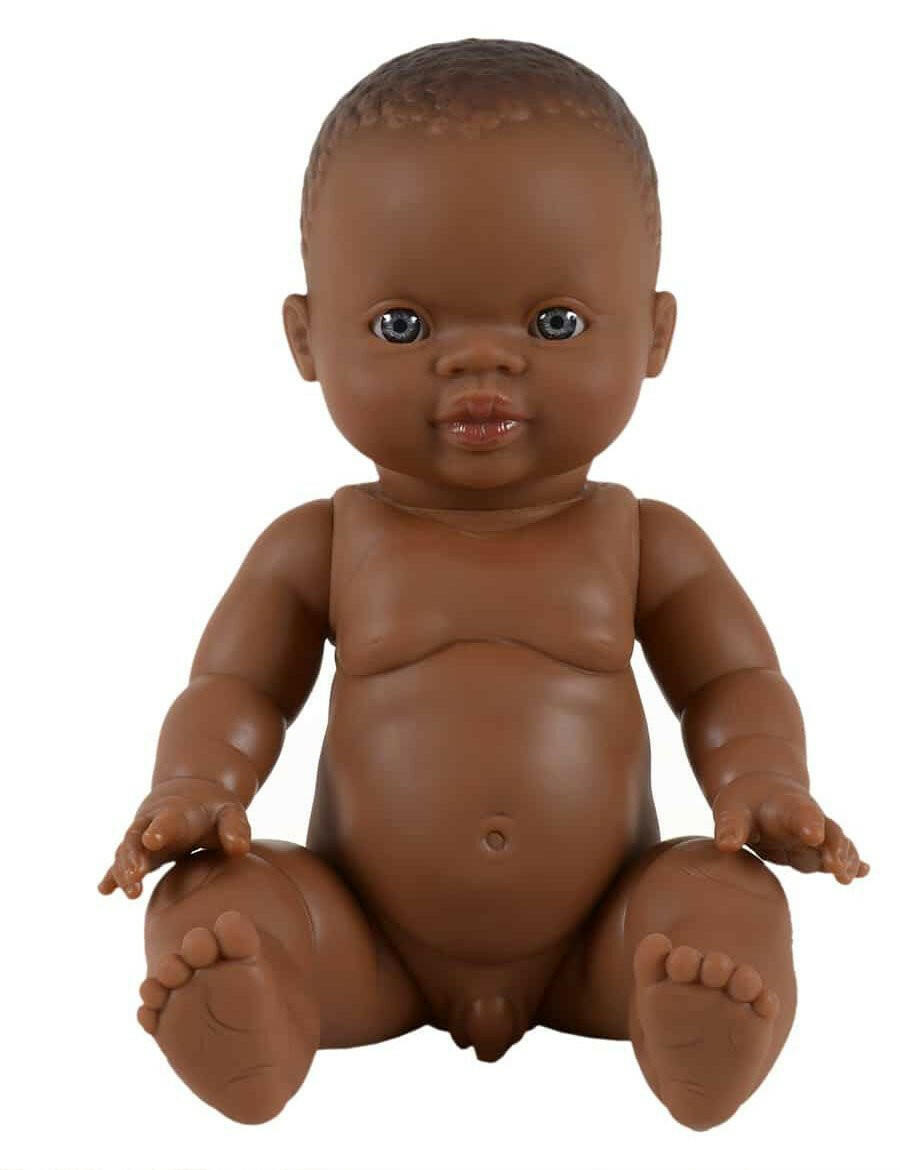 MiniKane Little Black Baby Boy Doll - Blue Eyes Dolls Minikane   