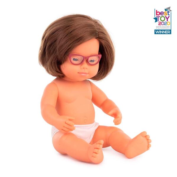 Baby Girl Down Syndrome with Glasses Dolls Miniland   