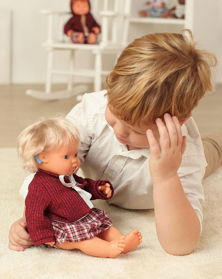 Baby Girl Caucasian with Hearing Aid Dolls Miniland   