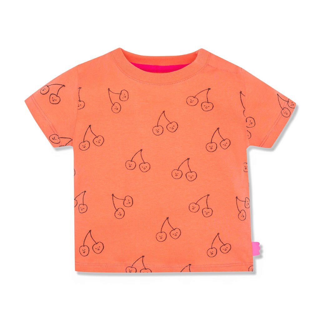 Cherries Baby T-Shirt tshirt Mon Coeur 3/6M Coral 