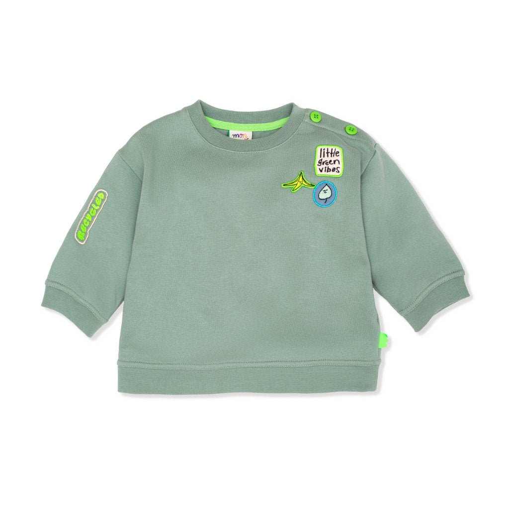 Recycled Patches Kid Summer Sweatshirt sweatshirt Mon Coeur 2Y Dried Sage 