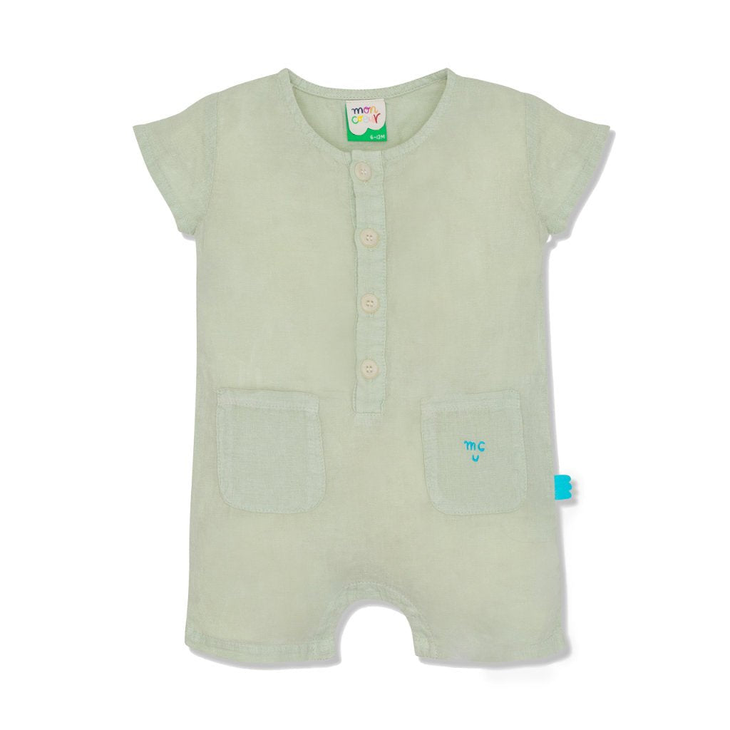 MC Baby Sage Linen Romper romper Mon Coeur 3/6M Light Sage 