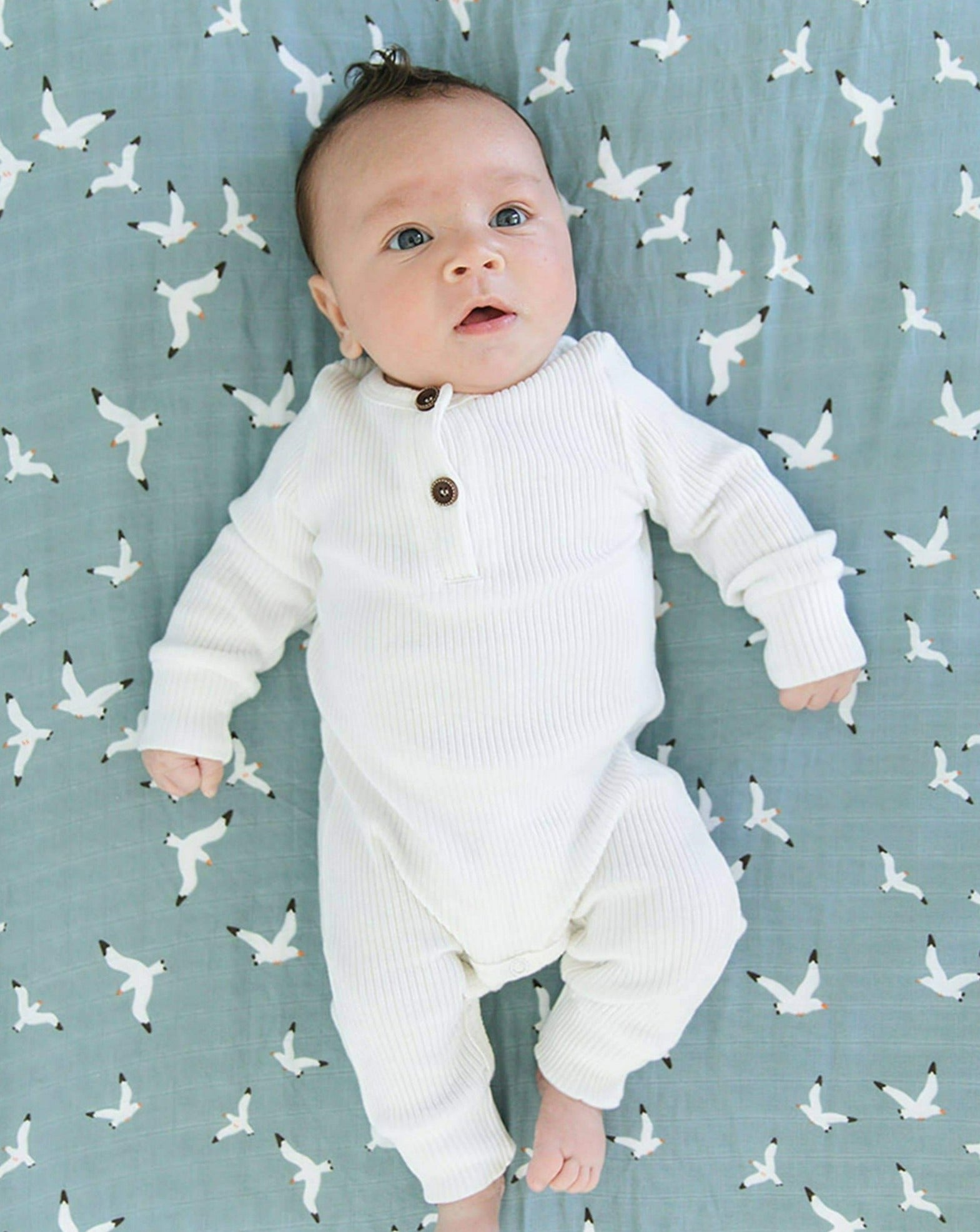 Seagulls  Muslin Crib Sheet Baby Essentials Bebe Au Lait   