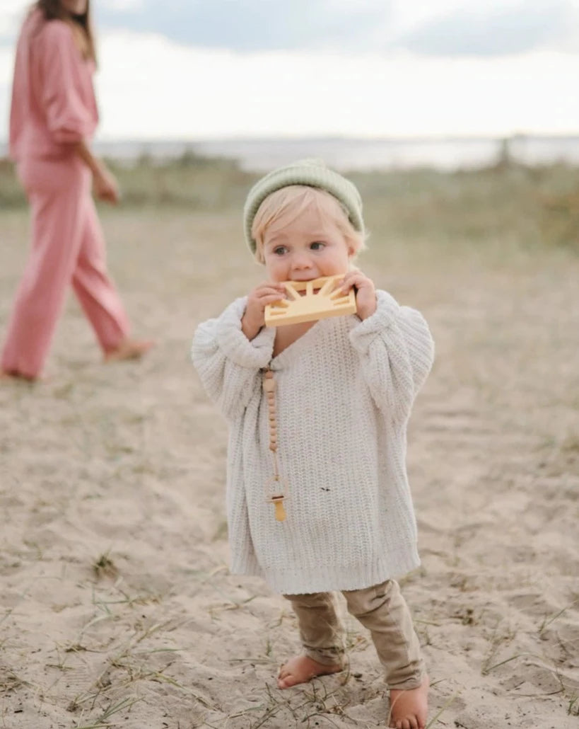 Sun Teether Pacifiers & Teethers Mushie Muted Yellow  