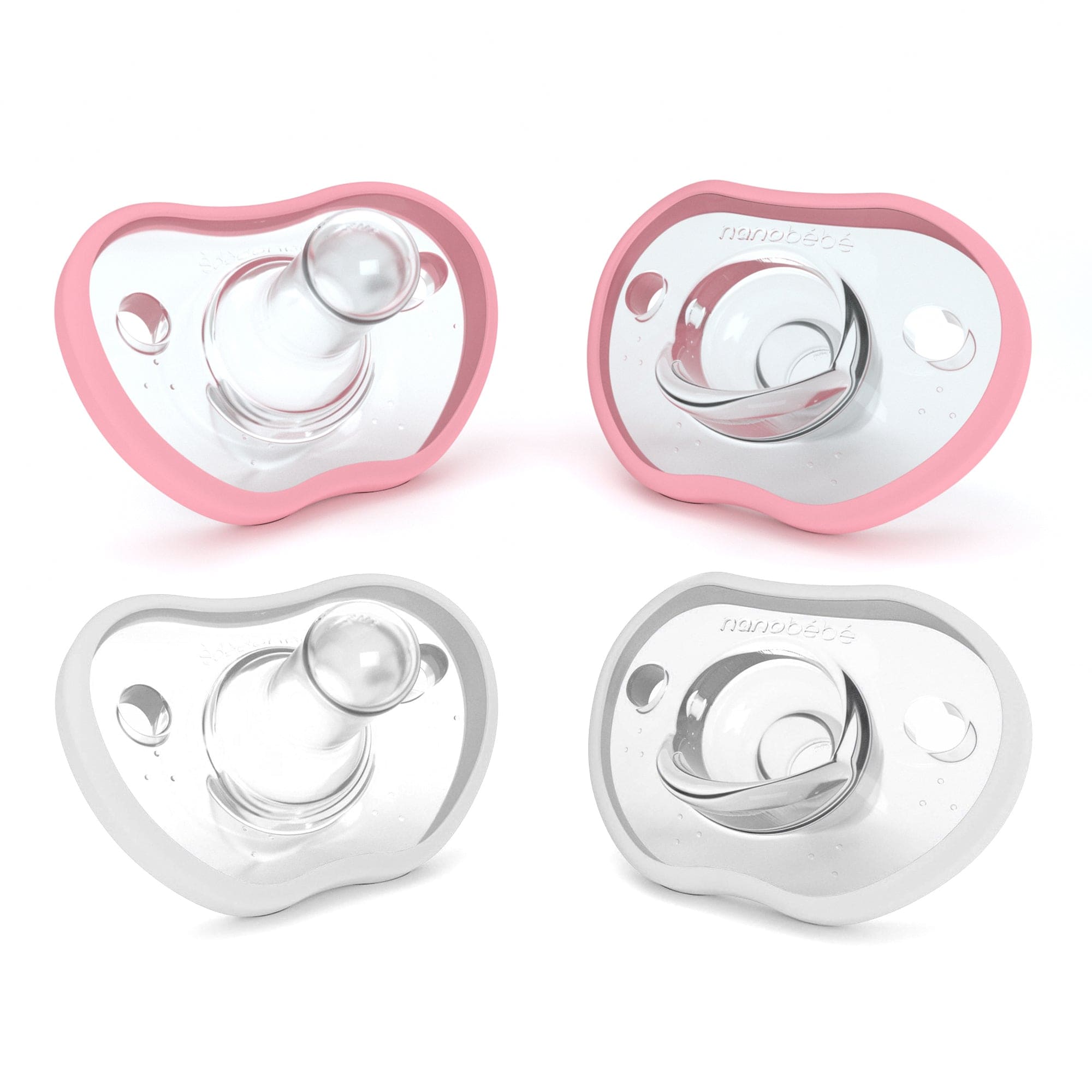 Flexy Pacifiers Best Sellers Nanobébé US Pink-White 0-3 Months 4-Pack