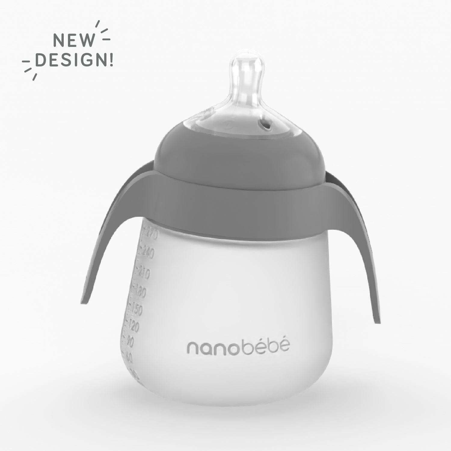 NEW Flexy Bottle Quick-Click Handles - 2pk Baby & Toddler Nanobébé US Grey  