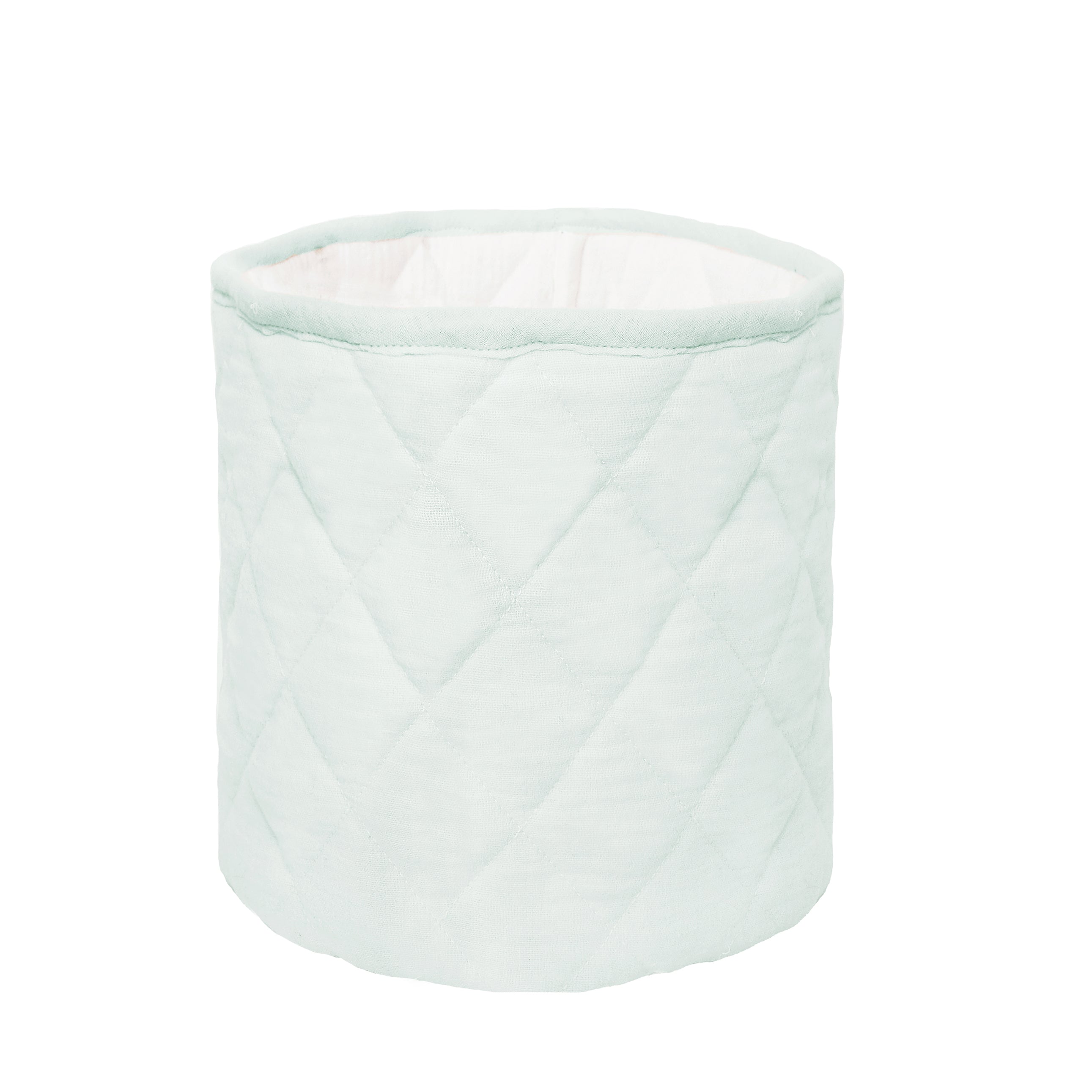 QUILTED MUSLIN BIN SET OF 2 POWDER BLUE WHITE Storage Bin MON AMI   