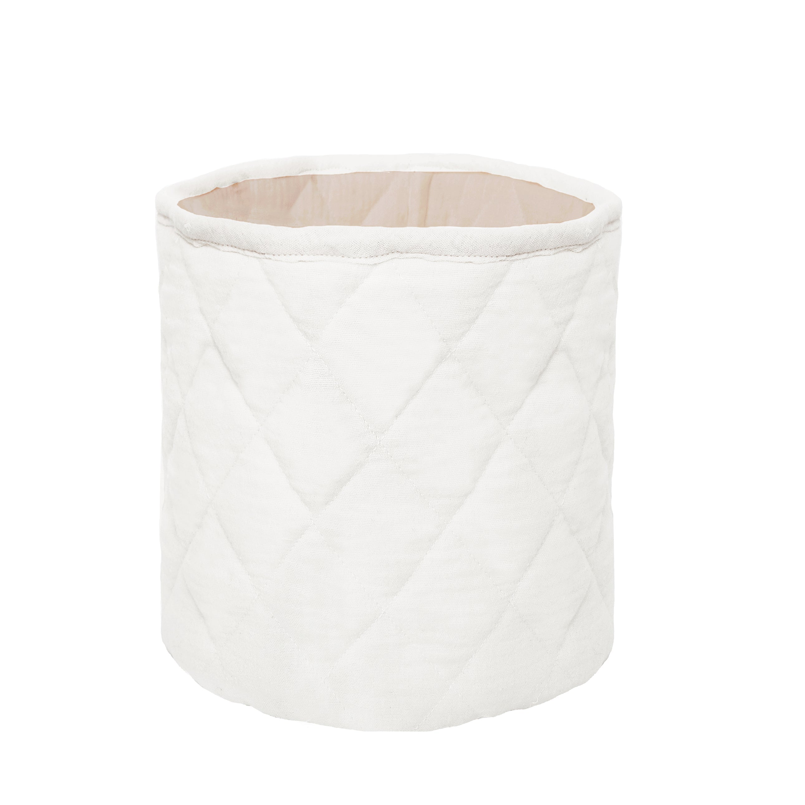 WHITE/OATMEAL QUILTED MUSLIN BIN SET OF 2 Storage Bin MON AMI   