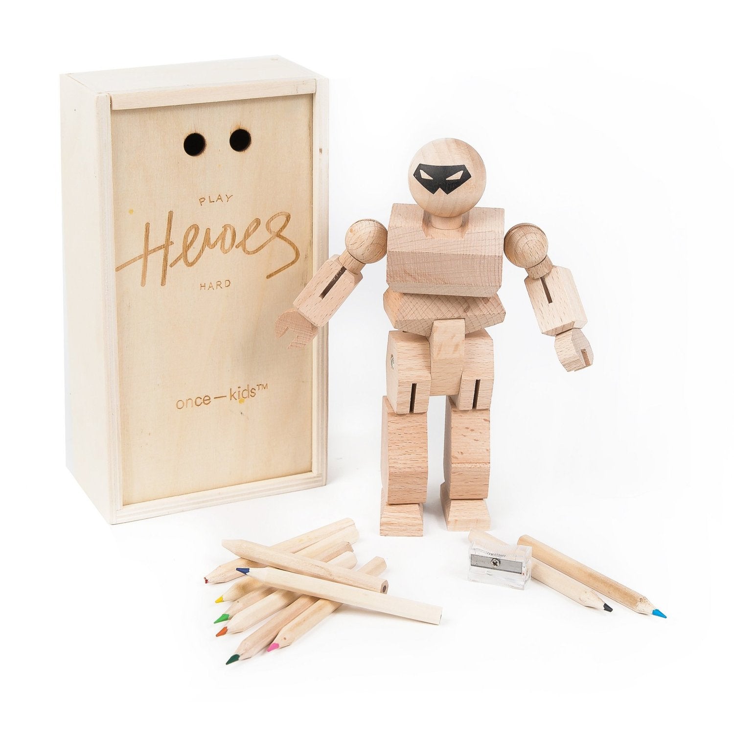 Play Heroes Hard - DIY Wooden Action Figure Blocks Once Kids   