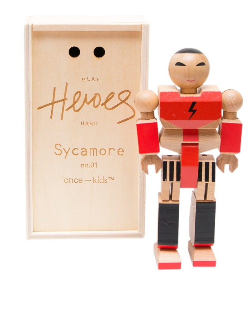 Articulated action figures made of wood