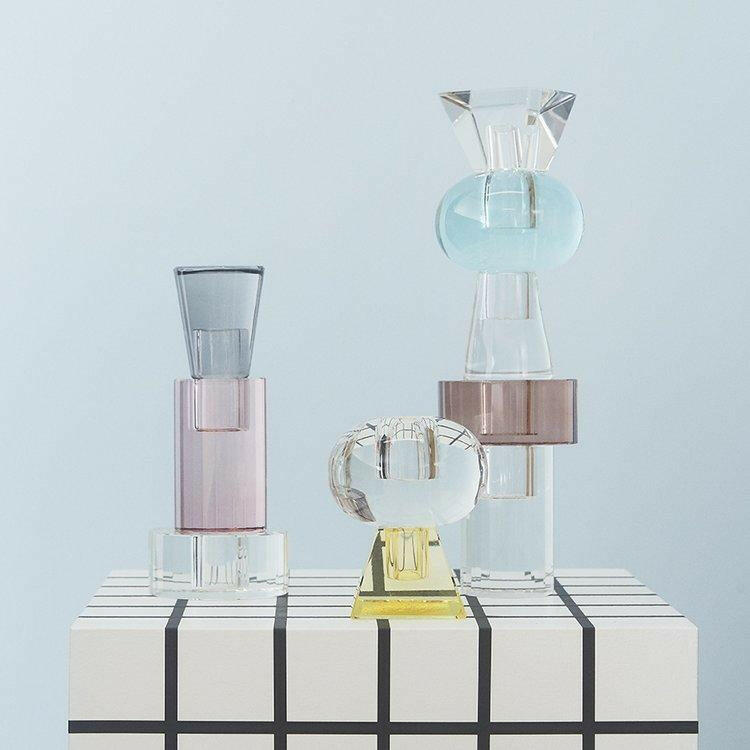 Nordic Candleholder In Small Facet Aubergine  OYOY   