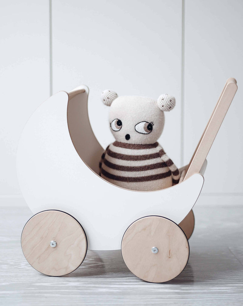 white toy pram wooden kids stroller by Ooh Noo