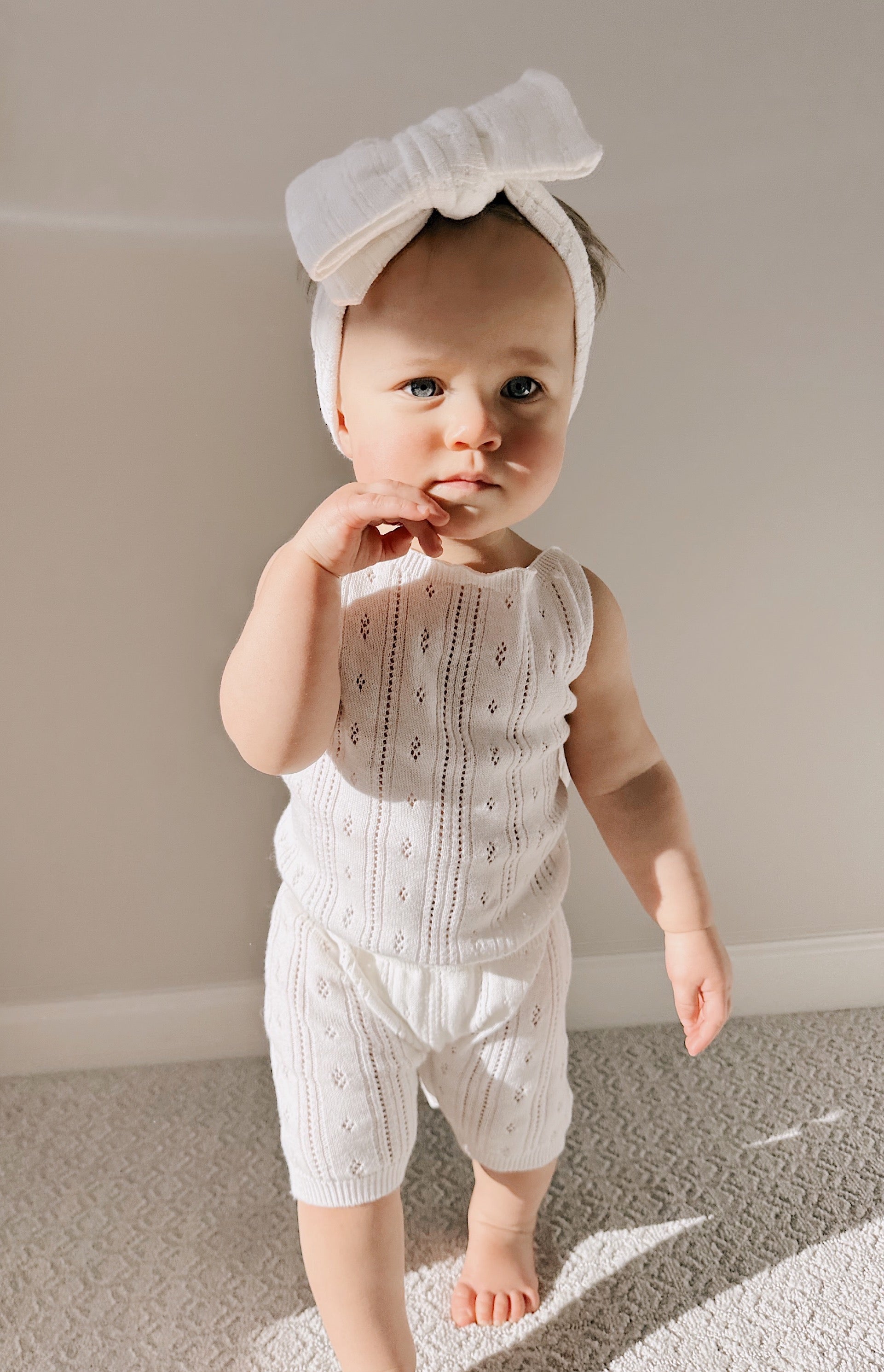 Luna + Luca Pointelle Romper - White  Luna + Luca   