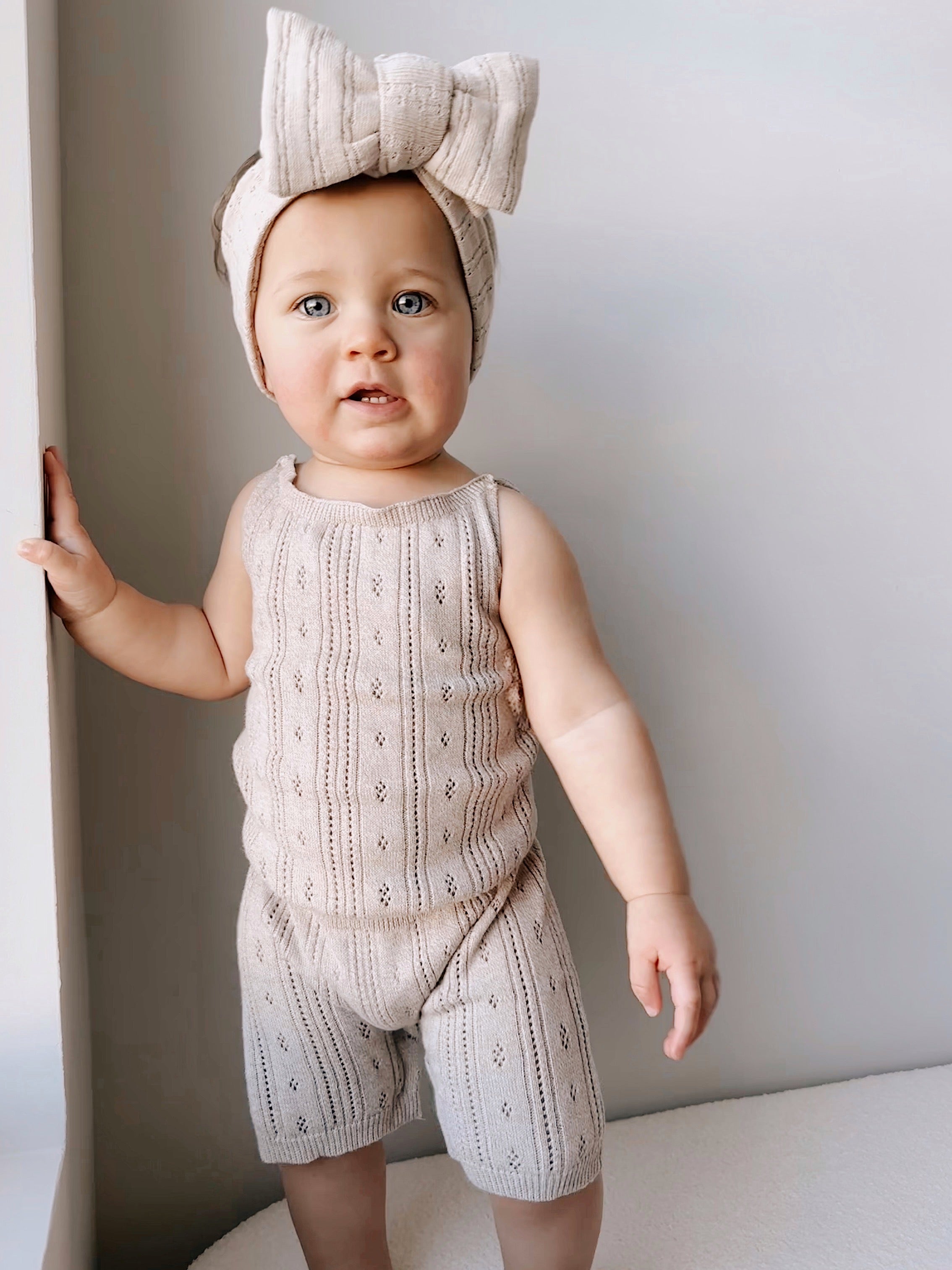 Luna + Luca Pointelle Romper - Heather Beige  Luna + Luca   