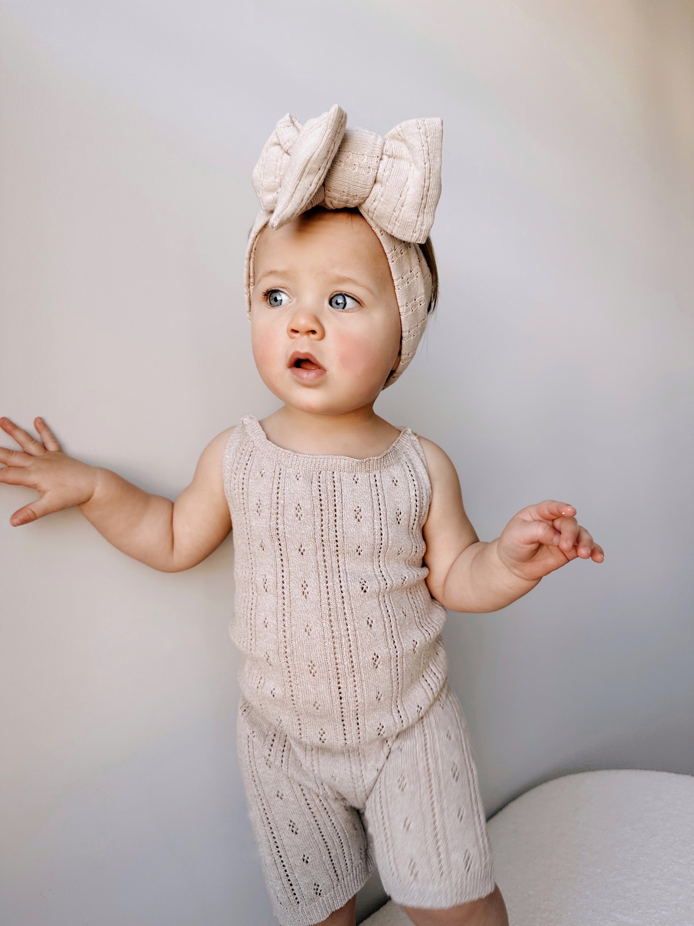 Luna + Luca Pointelle Romper - Heather Beige  Luna + Luca   