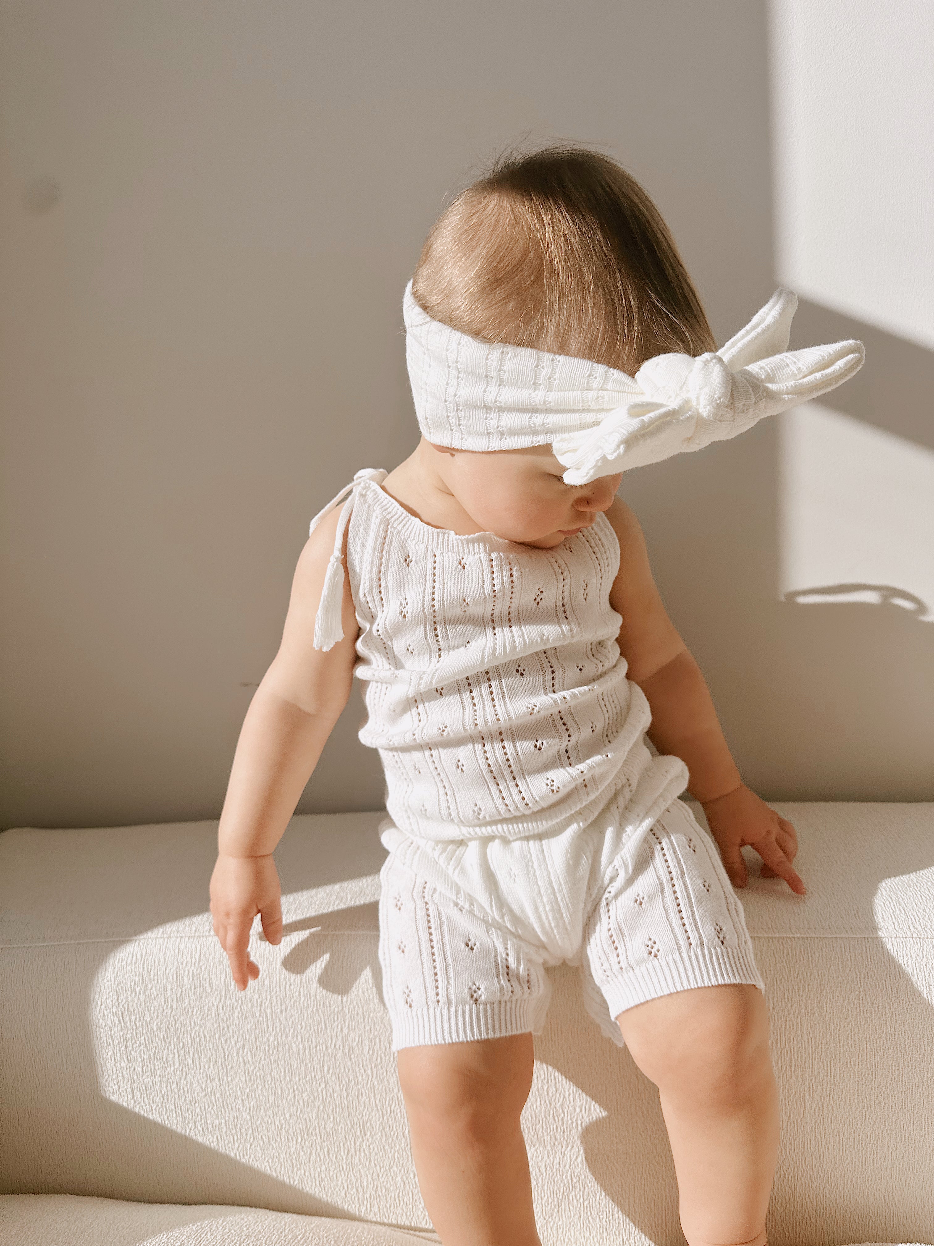 Luna + Luca Pointelle Romper - White  Luna + Luca   