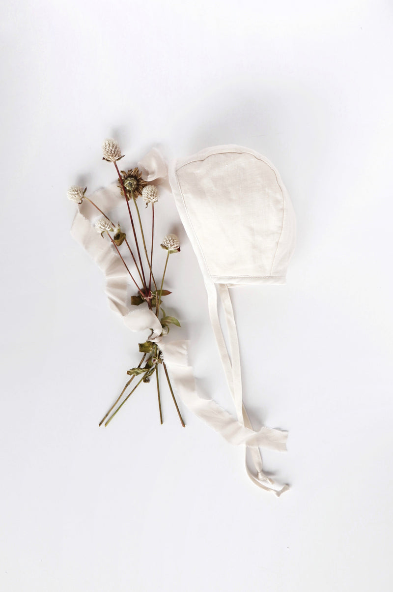 Ivory Linen Bonnet Cotton-Lined