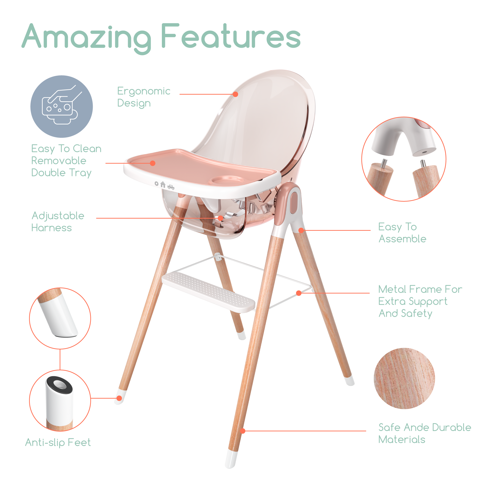 Children of Design 6 in 1 Deluxe High Chair  Children of Design   