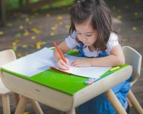 Toddler Desk & Chairs - Green Furniture PlanToys   