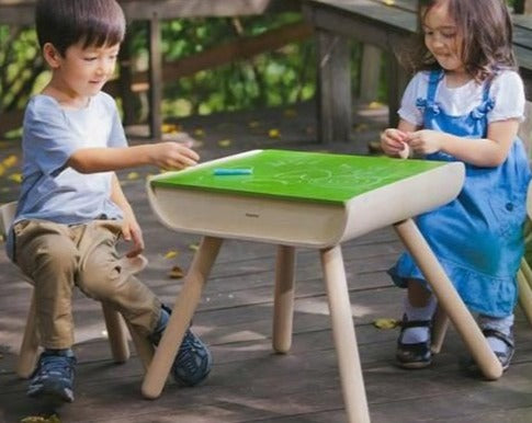 Toddler Desk & Chairs - Green Furniture PlanToys   