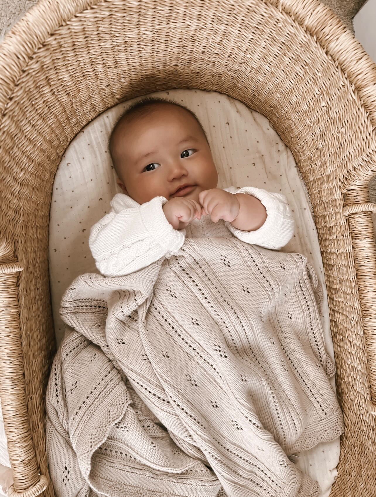 Pointelle Baby Blanket - Beige  Luna + Luca   