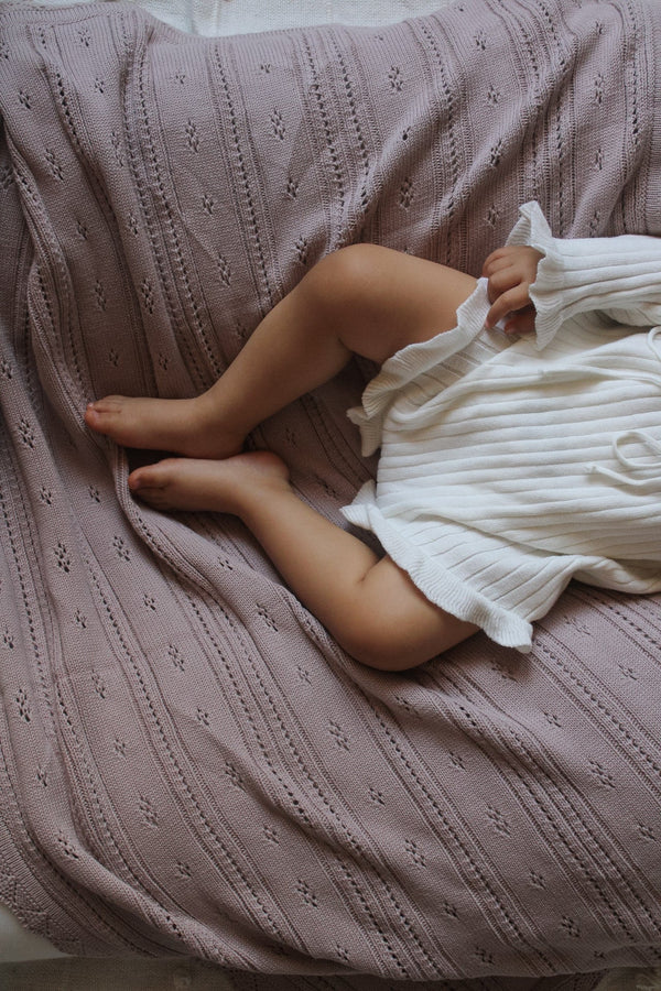 Pointelle Baby Blanket - Dusty Petal