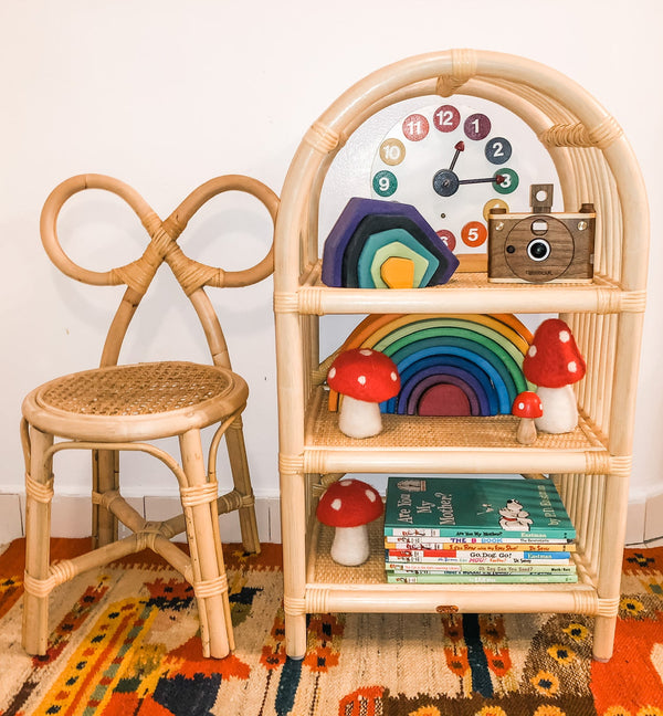 Poppie Mini Rattan Shelf Playroom Kids Room Toddler Kitchen Unique Handmade Eco-Friendly Small