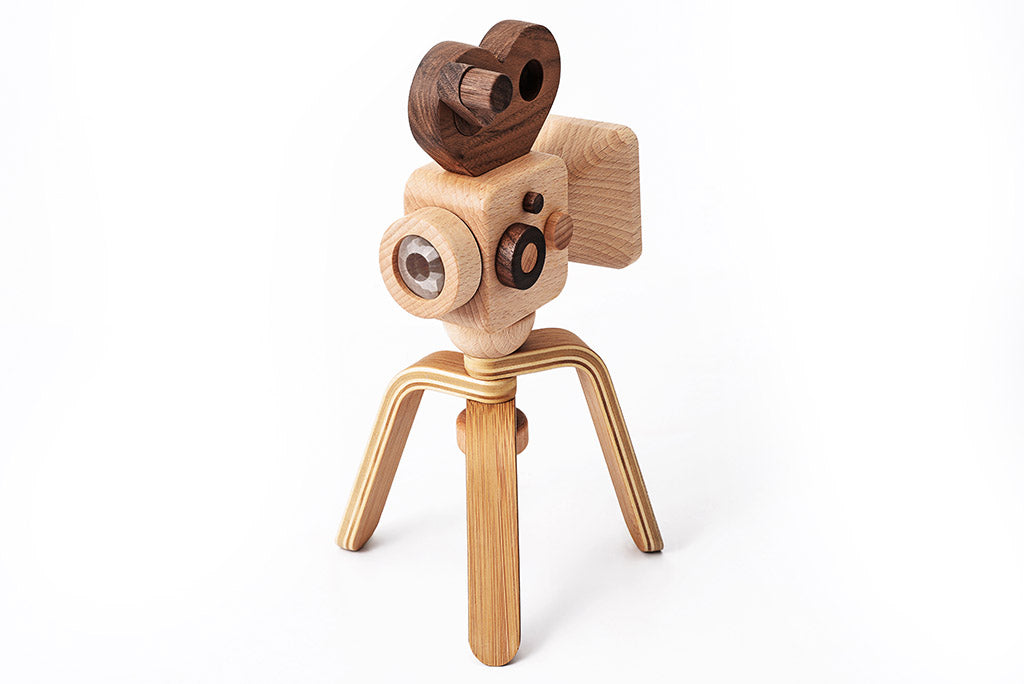 Super 16 Pro Wooden Toy Camera With Tripod wooden toy Father's Factory   