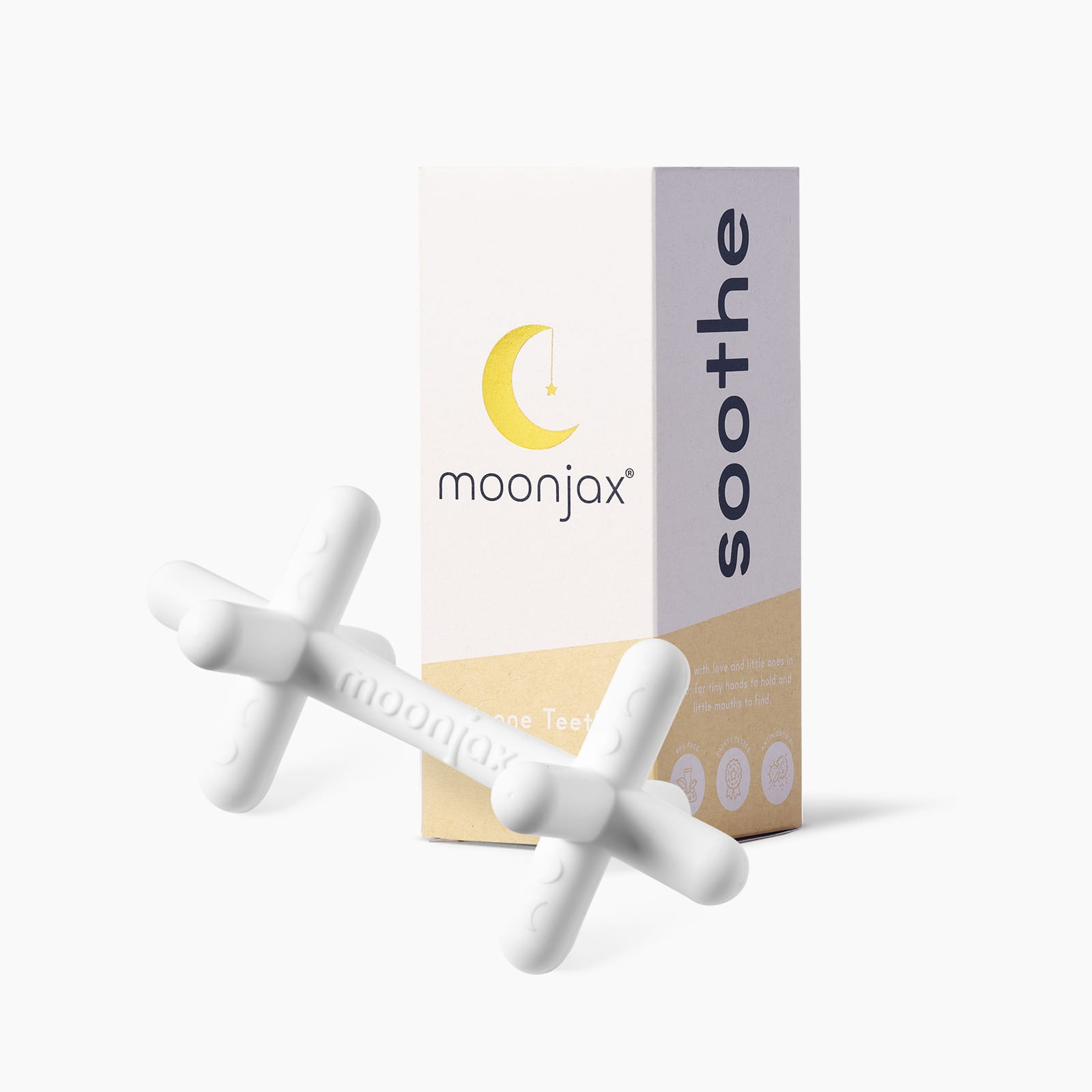 The best baby teether: 1-pack moonlight white silicone teether TEETHER Moonjax®   