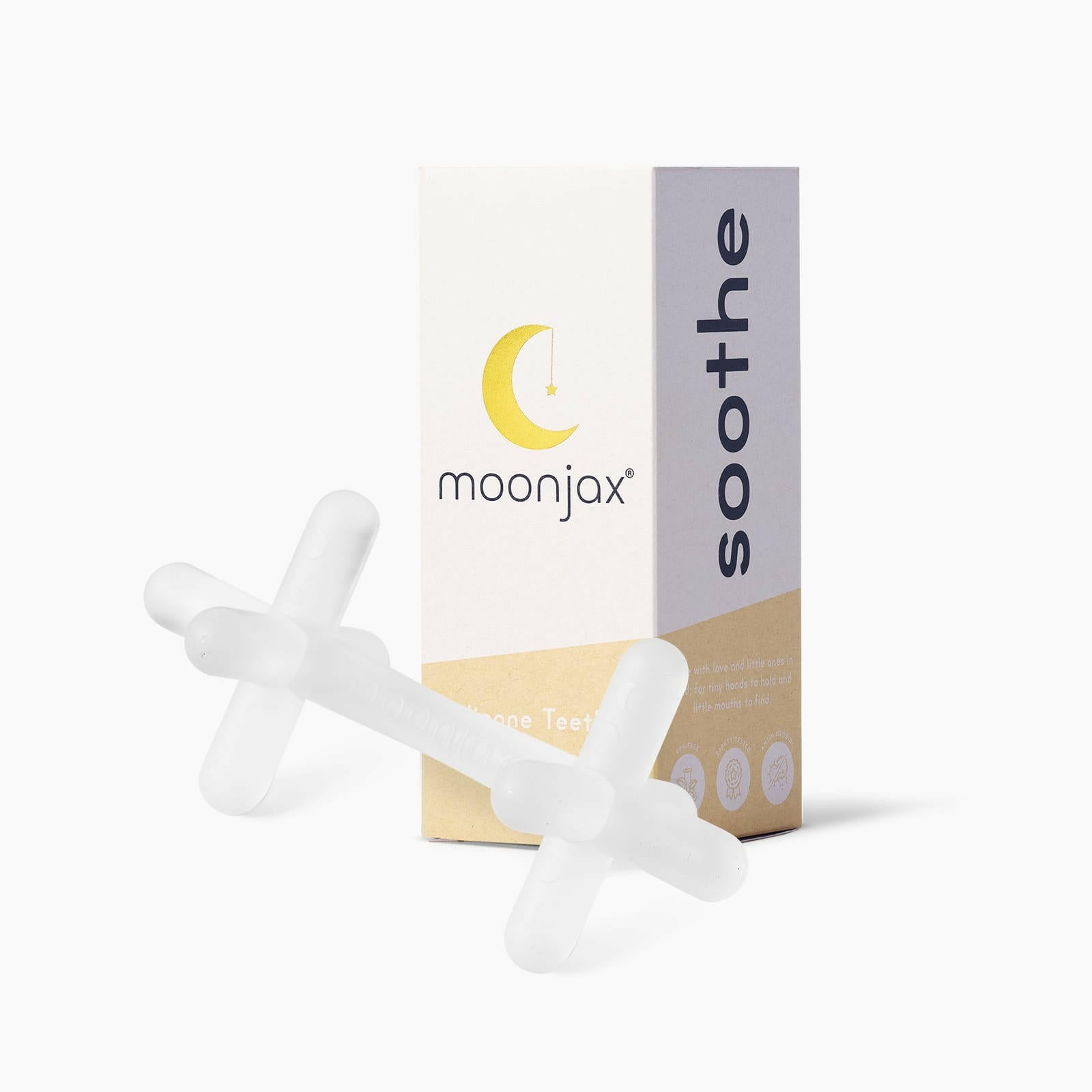 The best baby teether: 1-pack clear silicone teether TEETHER Moonjax®   