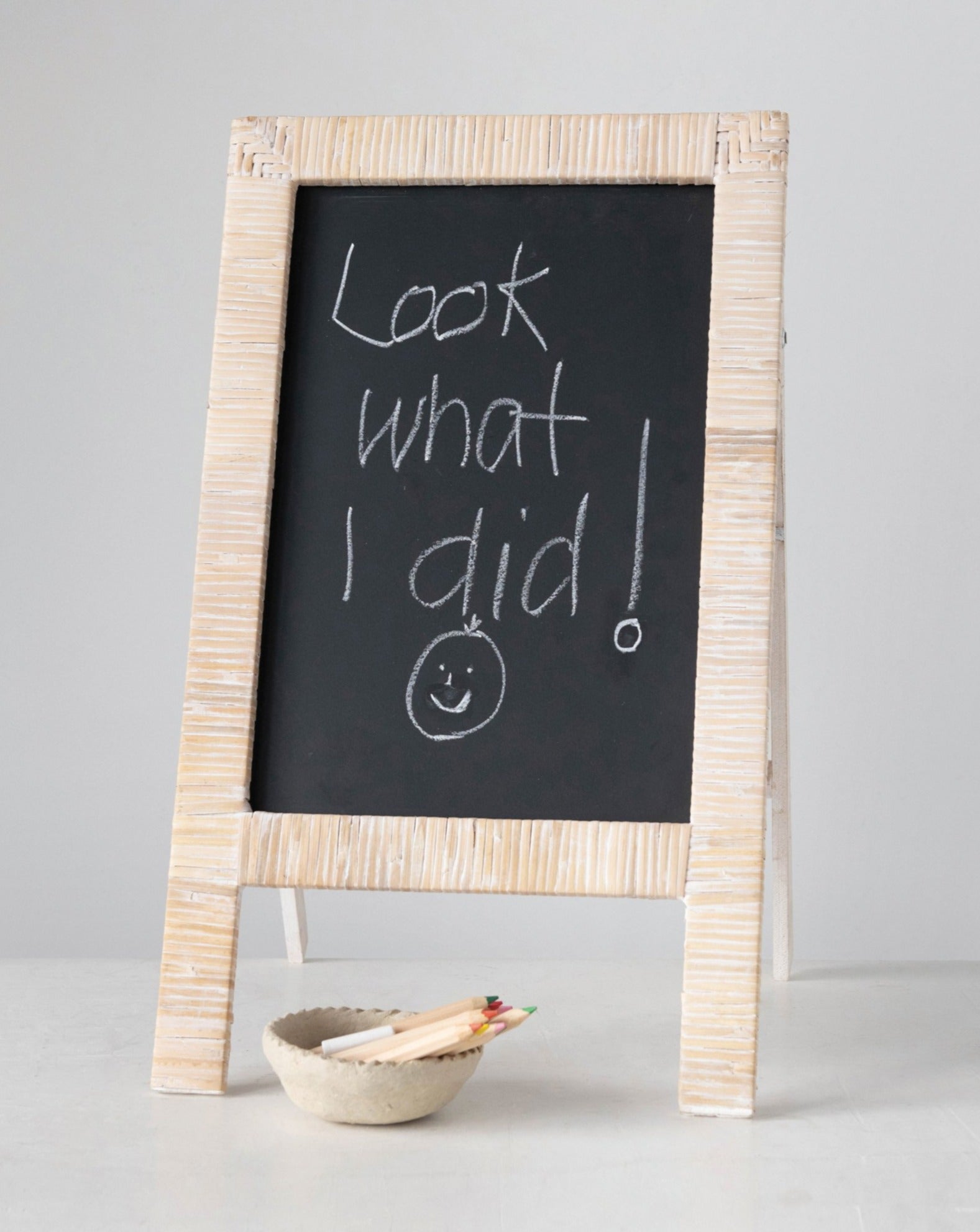 Rattan & Wooden Chalkboard Easel Kids Toys Bloomingville Mini   