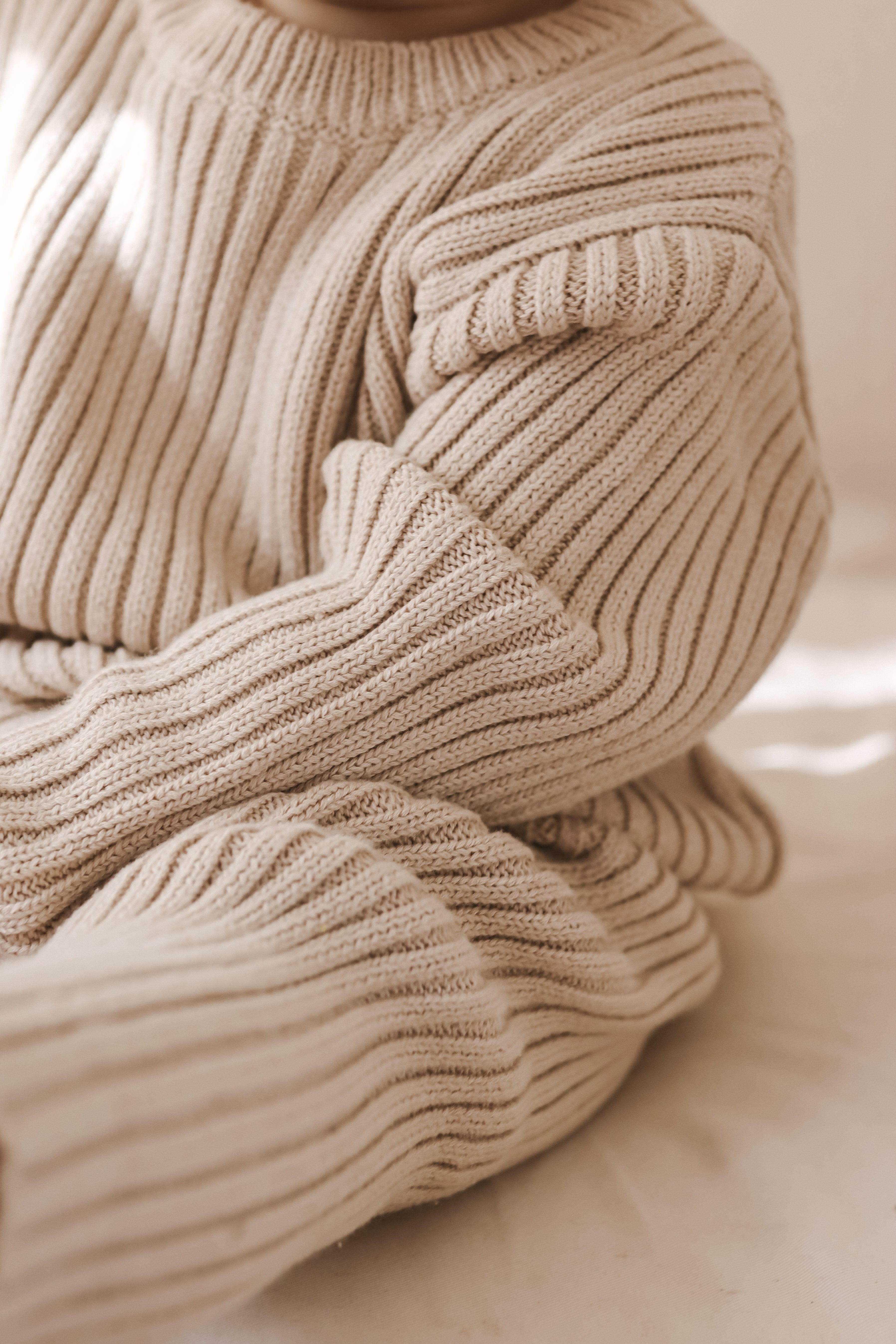 Chunky Rib Pullover - Beige  Luna + Luca   