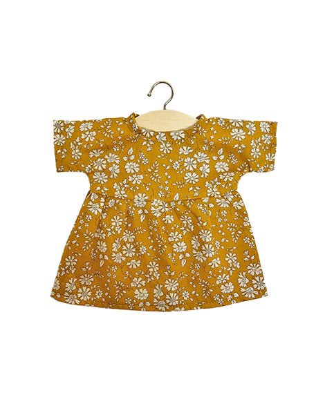 Faustine dress in Liberty cotton Tana lawn mustard Doll Clothing Minikane   