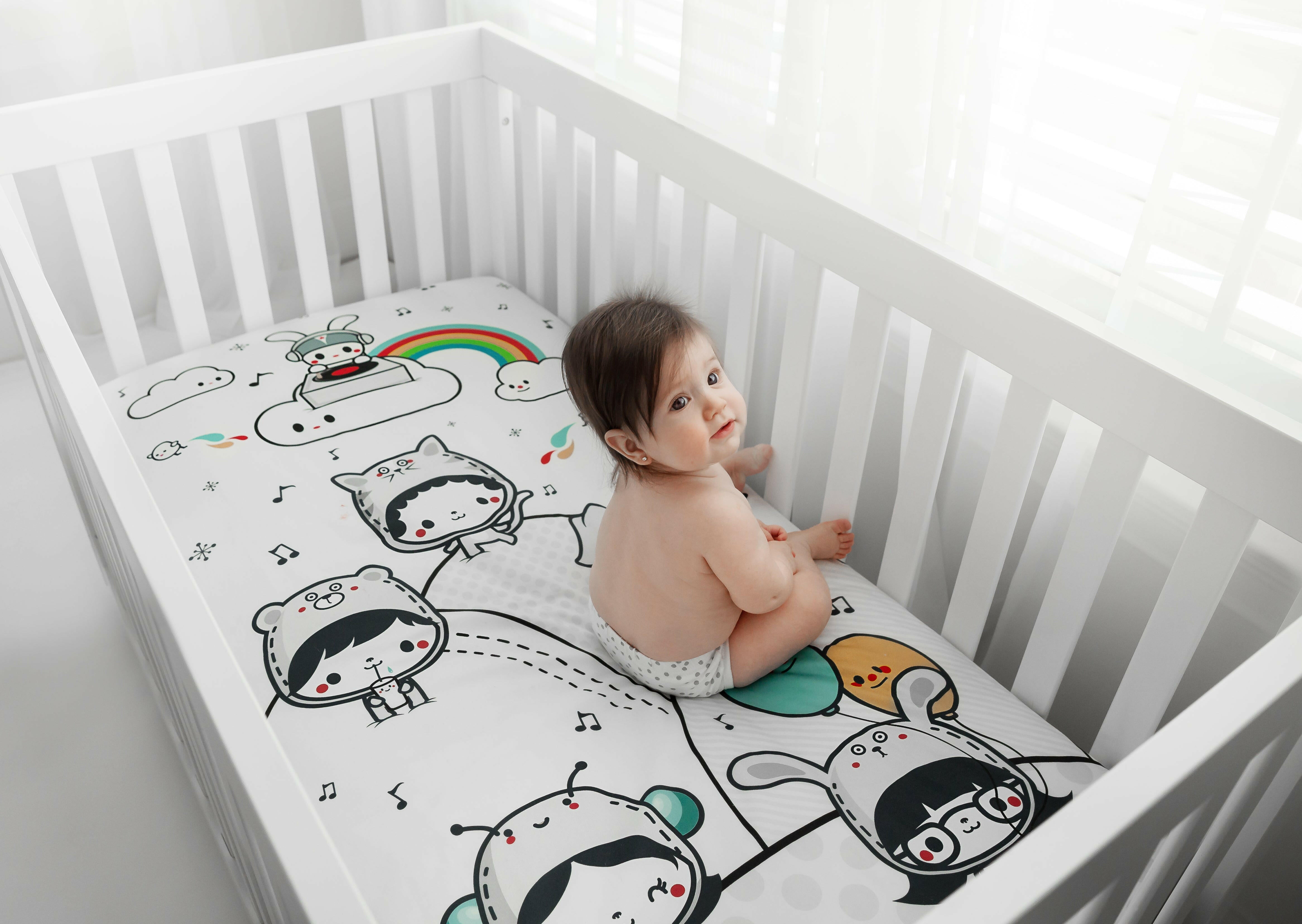 Party In My Crib Organic Standard Size Crib Sheet Crib sheets Rookie Humans   