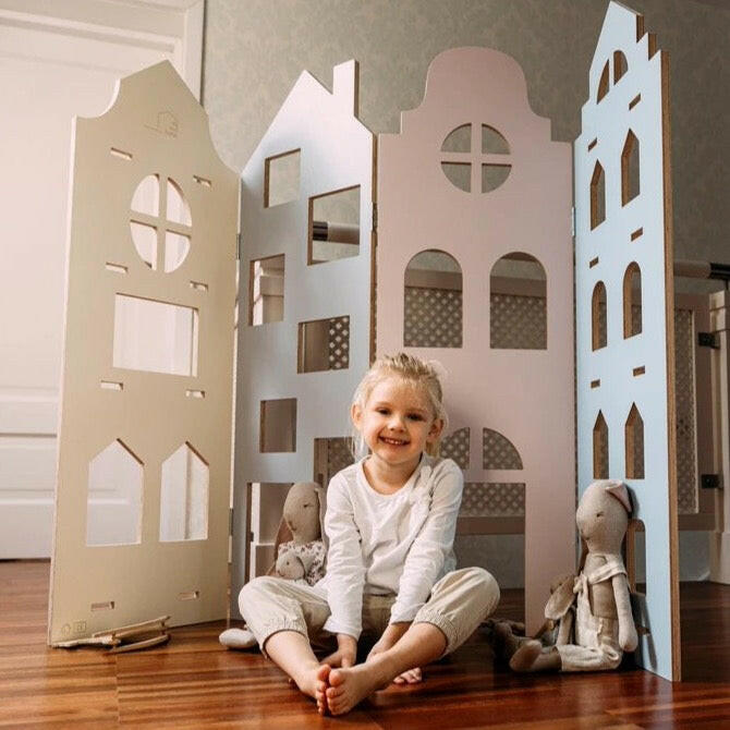 My Mini Dollhouse - 5 in 1 Playroom Furniture myminihome Vanilla, Grey, Pink, Blue  