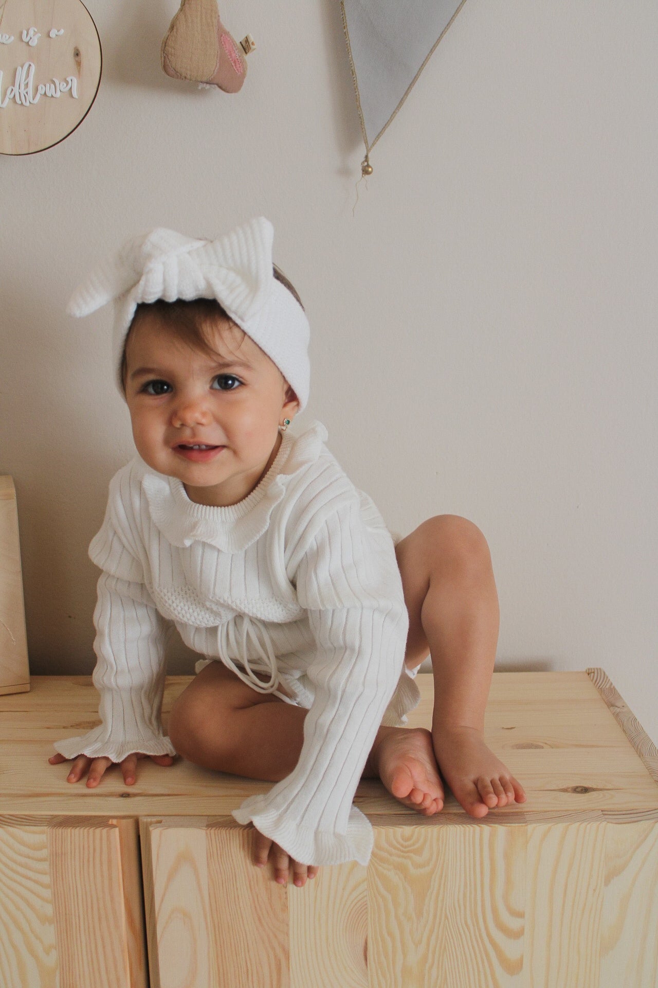 Ruffle Romper - White  Luna + Luca   