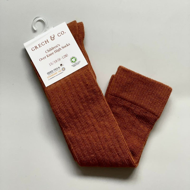 Organic Cotton Knee High Socks - Rust