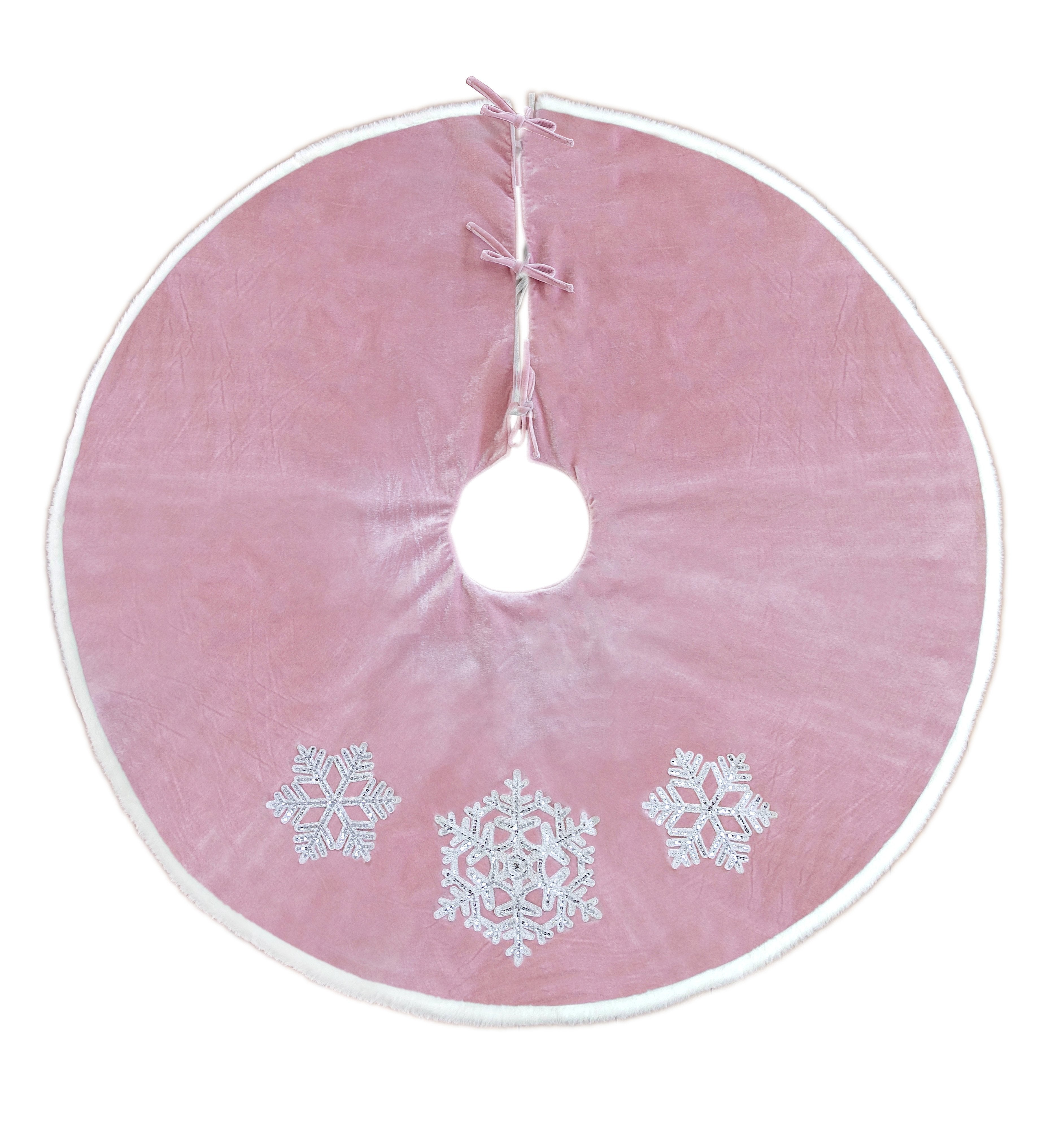 DUSTY ROSE SNOWFLAKE TREE SKIRT Tree Skirt MON AMI   