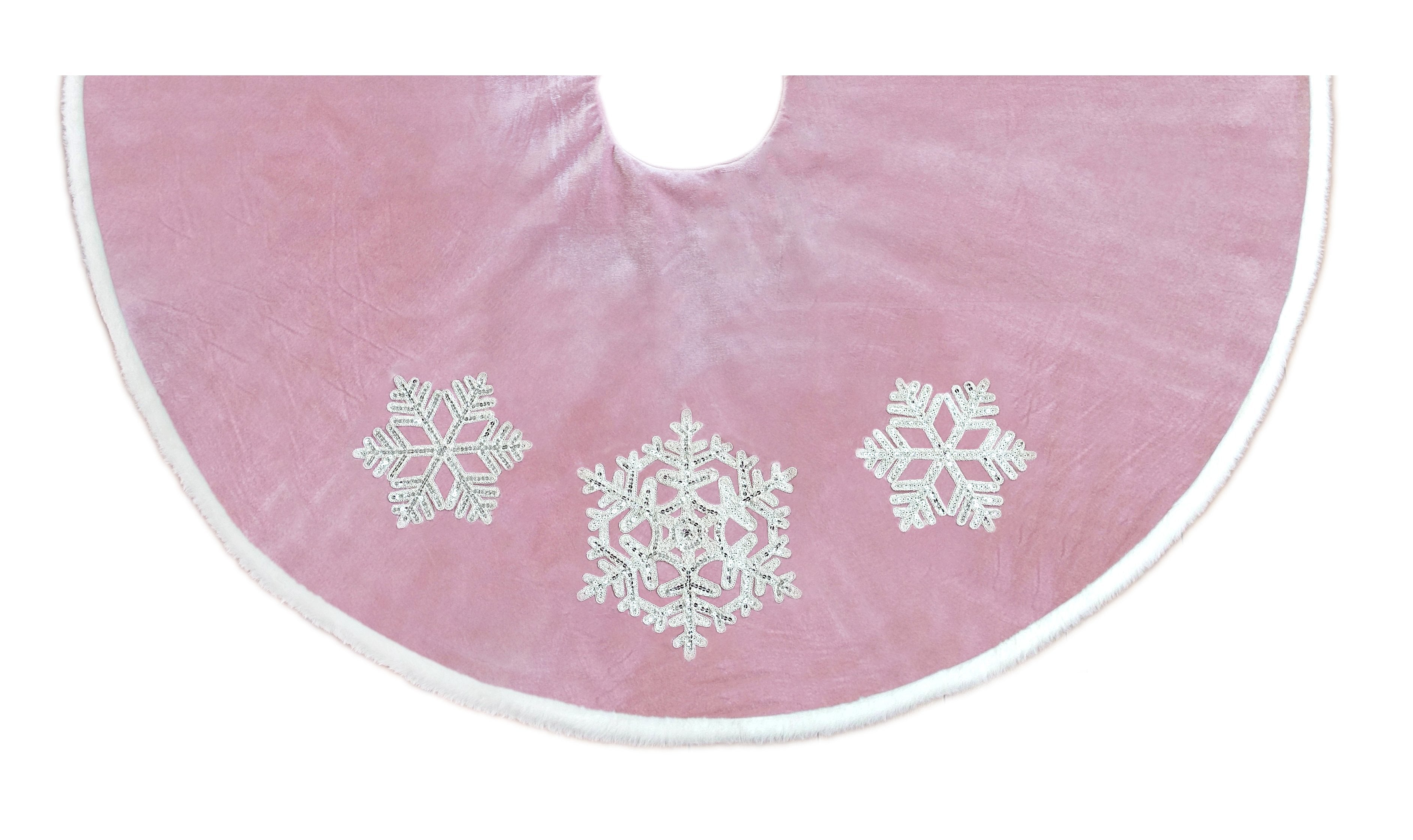 DUSTY ROSE SNOWFLAKE TREE SKIRT Tree Skirt MON AMI   