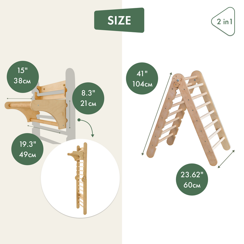 Triangle Ladder with Gym Addition – Montessori Climbers for Toddlers – Beige