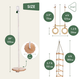 3in1 Swings Set: Rope swing + Trapeze bar with rings + Triangle rope ladder
