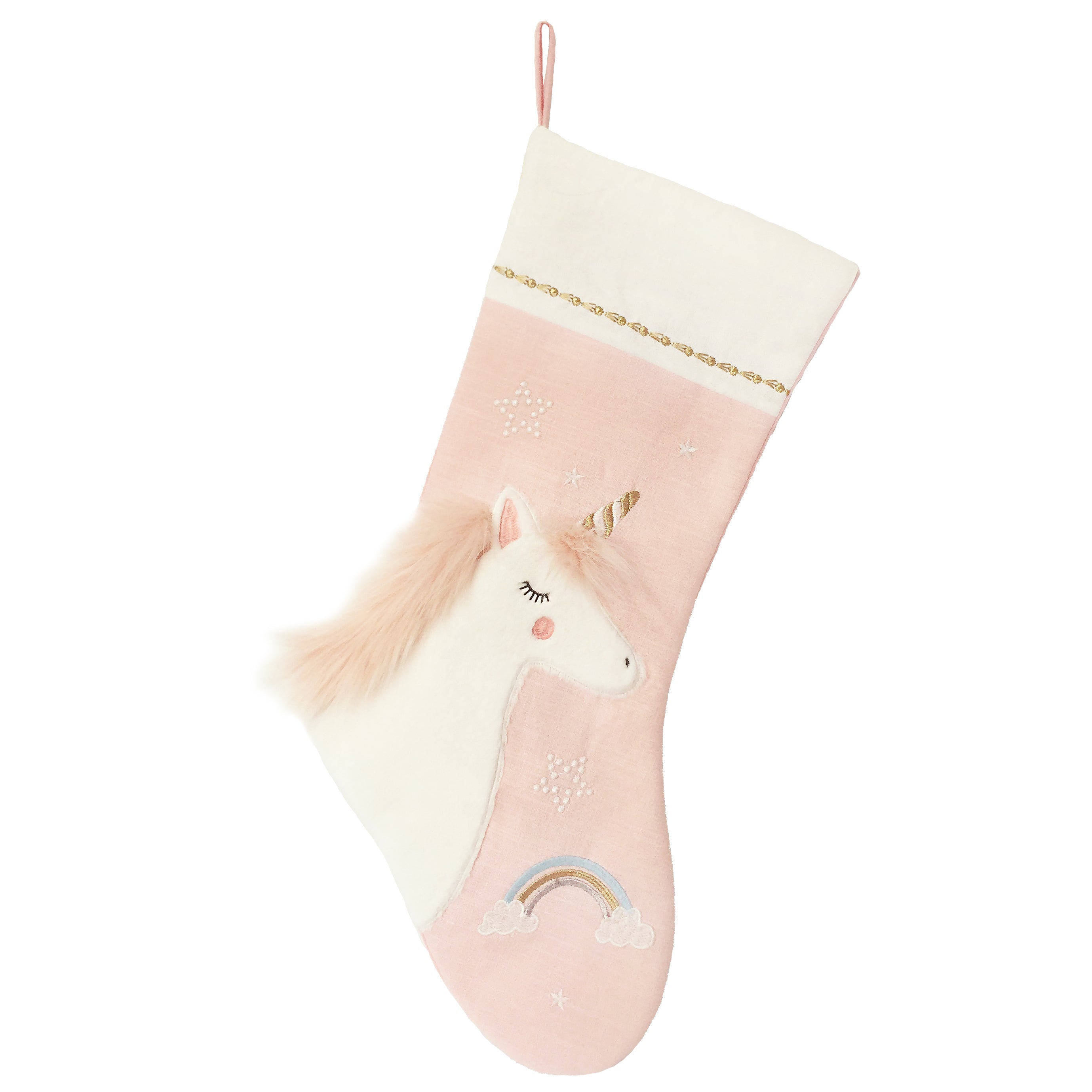 PINK LINEN UNICORN CHRISTMAS STOCKING Stocking MON AMI   