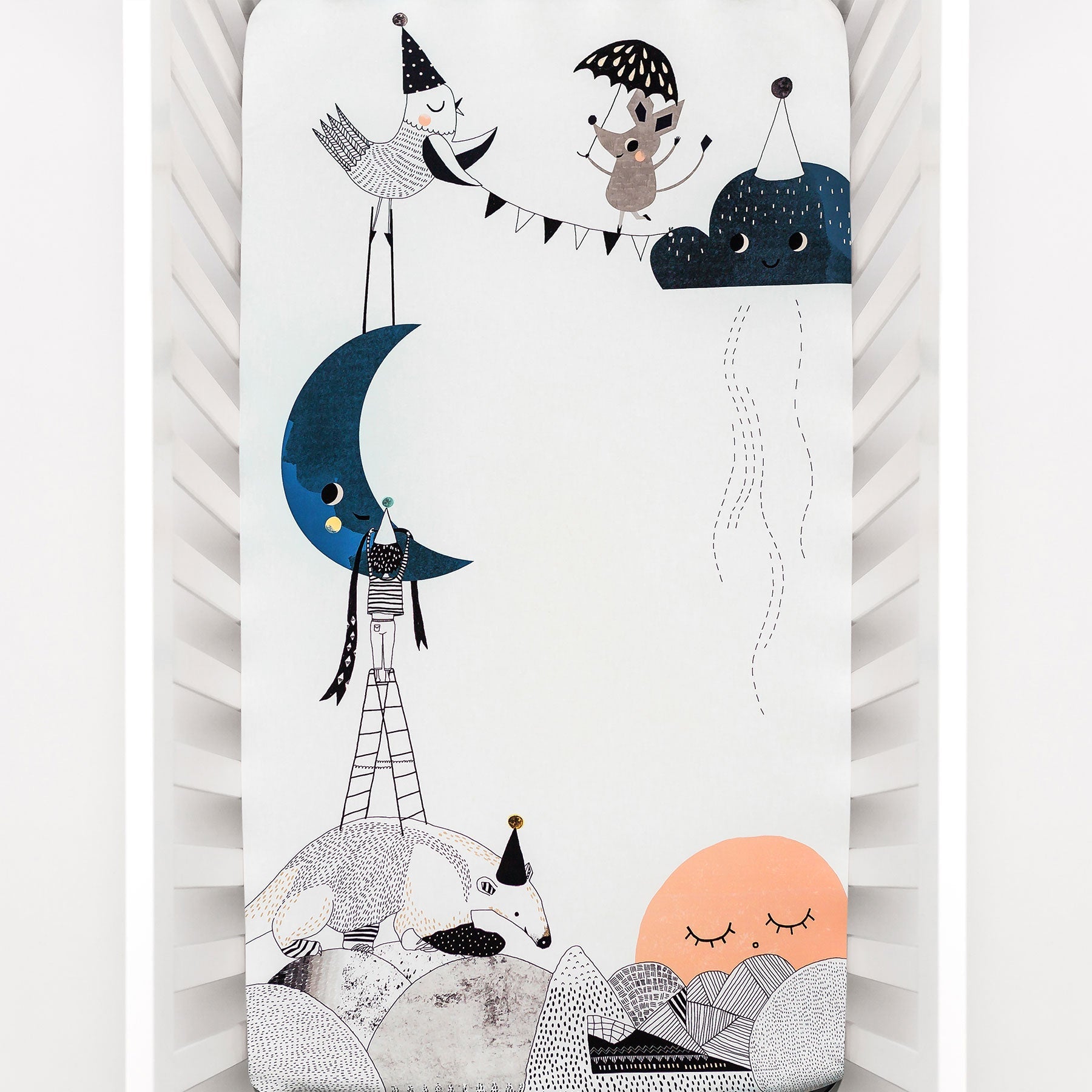 Crib sheet and Swaddle bundle - Moon's Birthday  Rookie Humans   