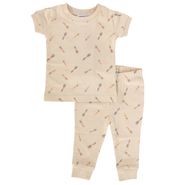 Little Swimmers Organic Cotton Pajama Set for Baby, Toddlers, and Kids
