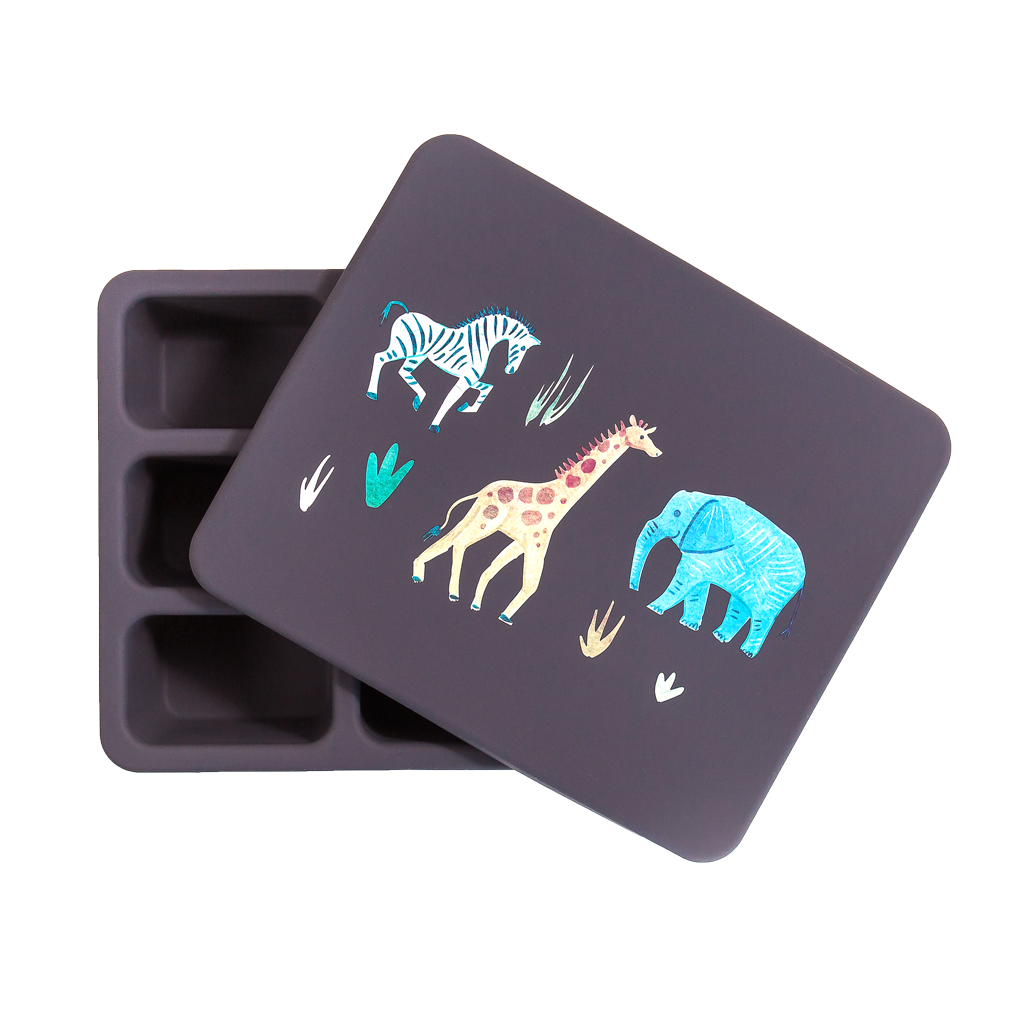Silicone Bento Box Safari Faded Black  Austin Baby Collection   