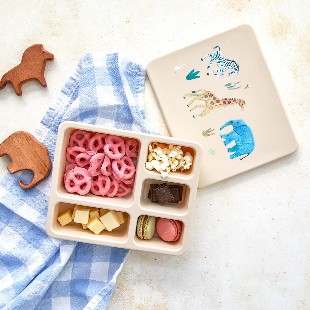 Silicone Bento Box Safari Warm Cream  Austin Baby Collection   