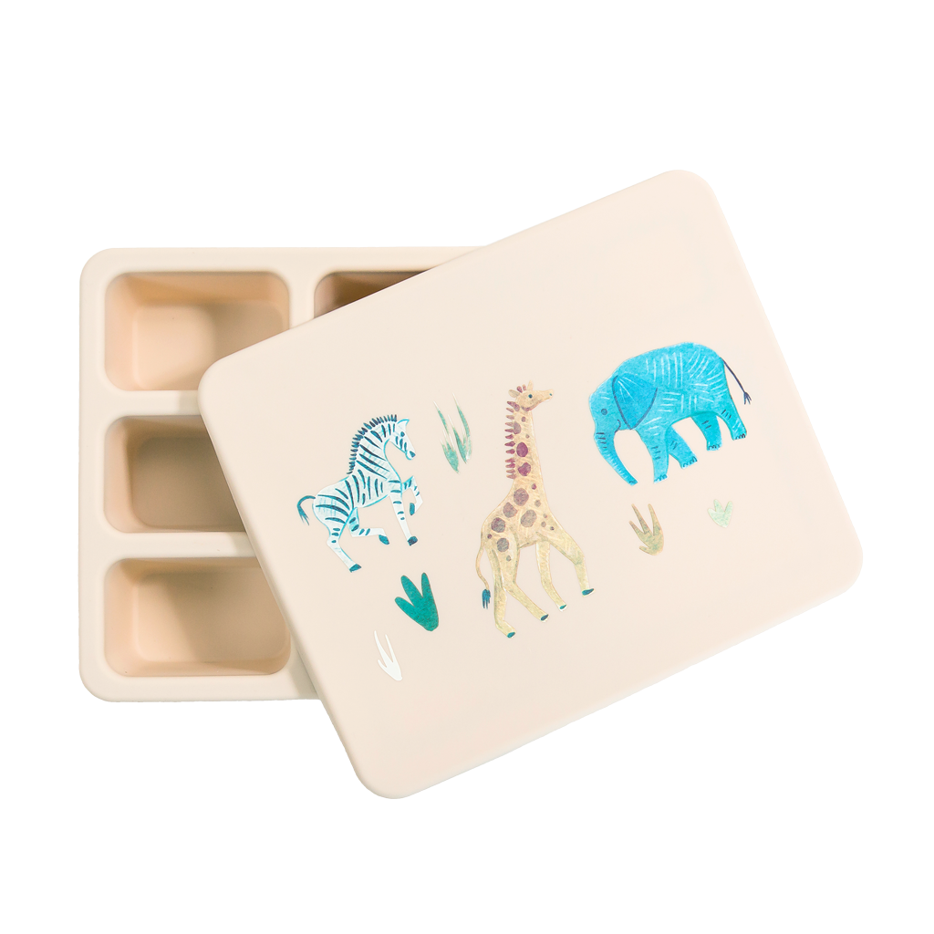 Silicone Bento Box Safari Warm Cream  Austin Baby Collection   