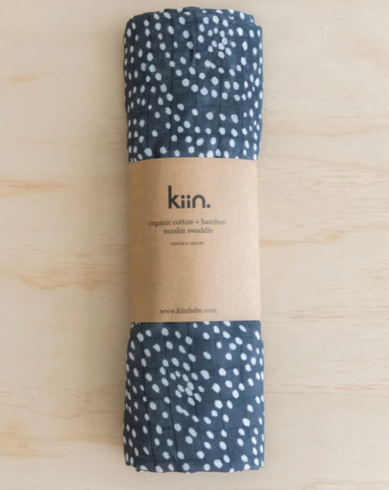 Organic Cotton + Bamboo Muslin Swaddle - Dusk Baby Essentials Kiin Baby   