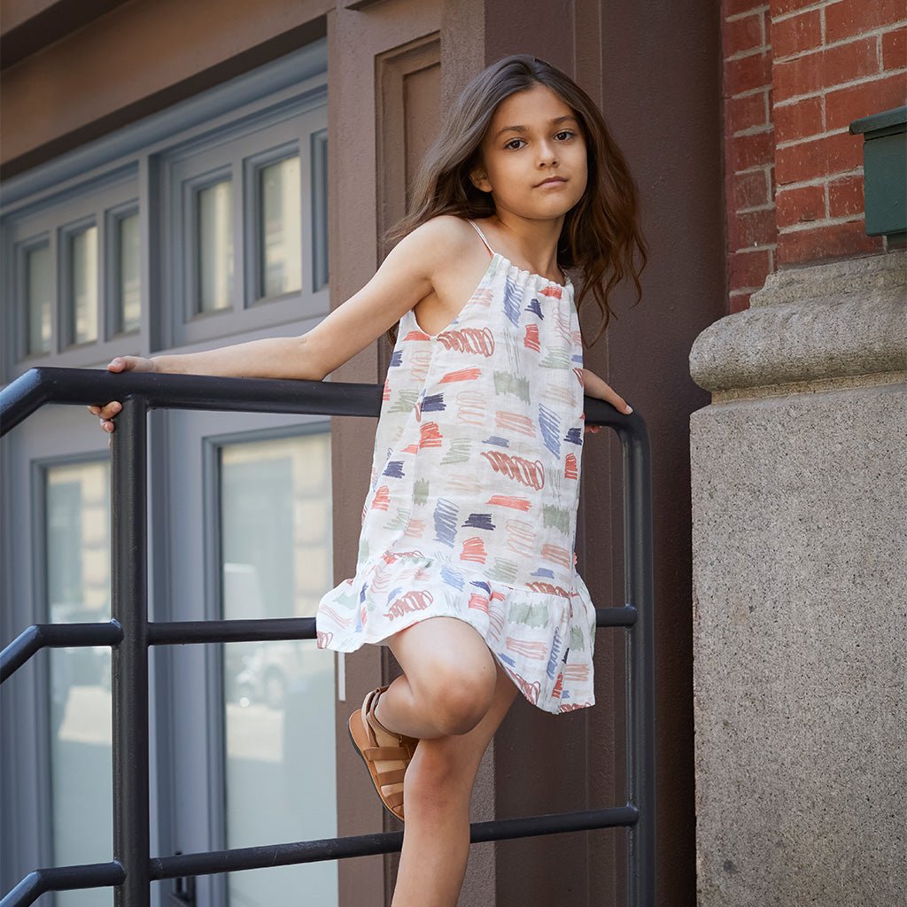 Scribble Kid Linen Dress dress Mon Coeur   