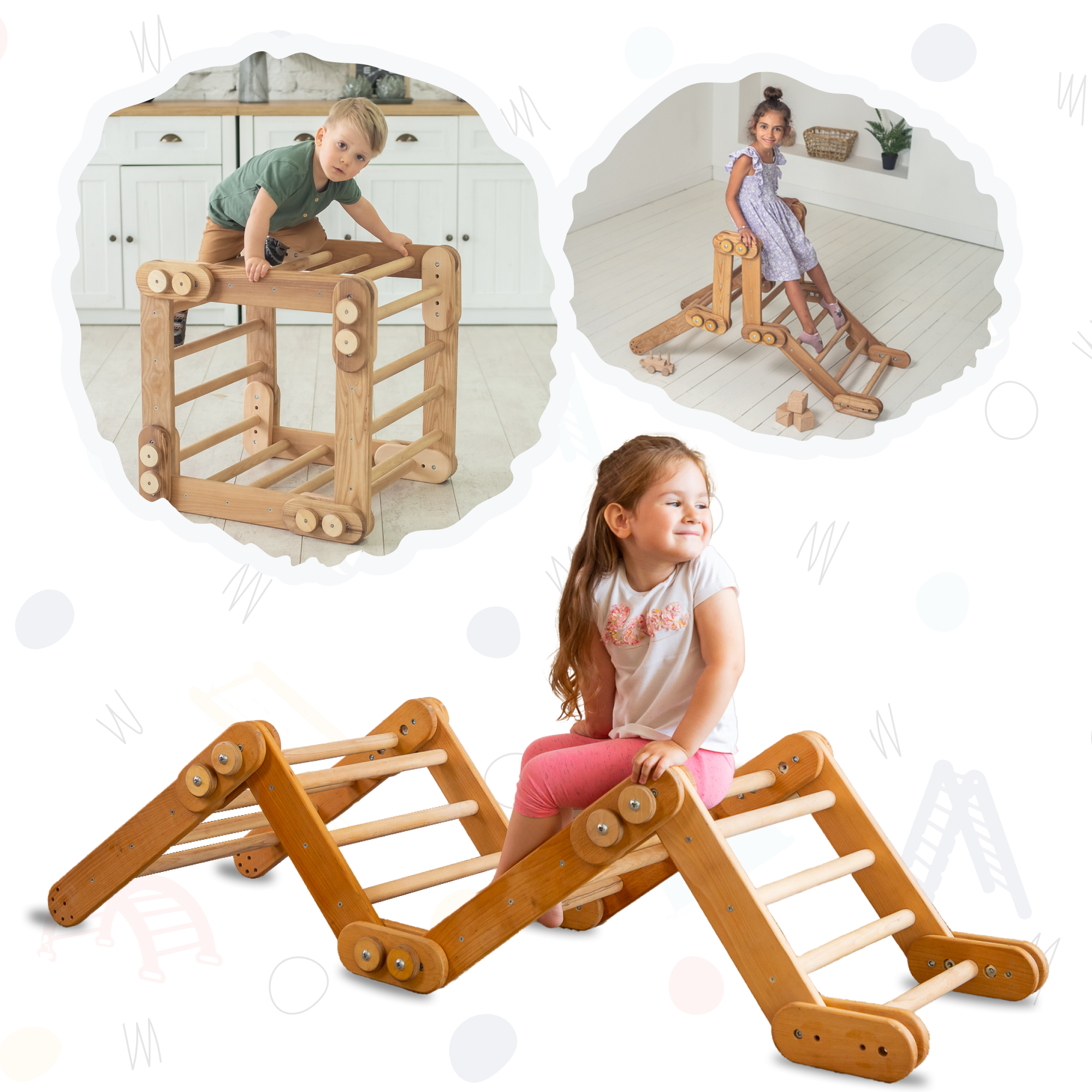 Snake Ladder – Montessori Climber for Kids 1-7 y.o. – Chocolate Single Ladders Goodevas Beige  